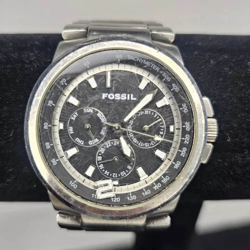 FOSSIL Arkitekt FS 4125 Men's Analog WristWATCH Calendar Stainless Steel As Is